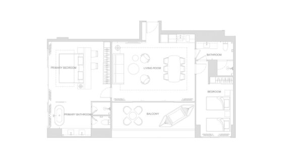 Планировка квартиры 2 спальни в ЖК Surfhouse Residences № 11007 (2D)