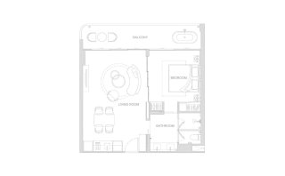 Apartment floor plan, 1 bedroom in Surfhouse Residences No. 11006